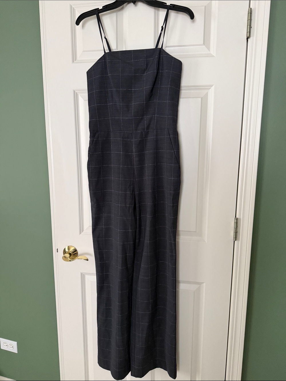 Banana Republic Grey Windowpane Strap Jumpsuit